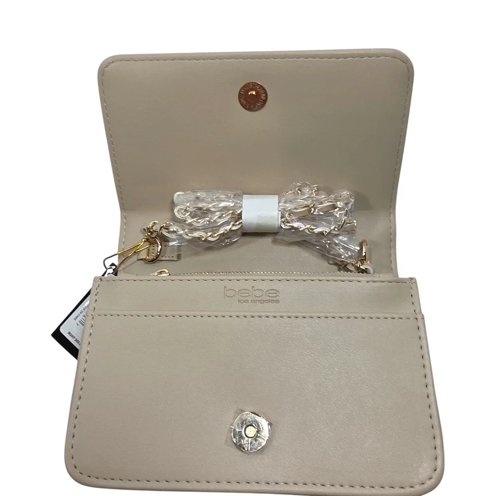 Bebe‎ Los Angeles Beige Chevron Quilted Sophia Crossbody Bag WBE01-123 New